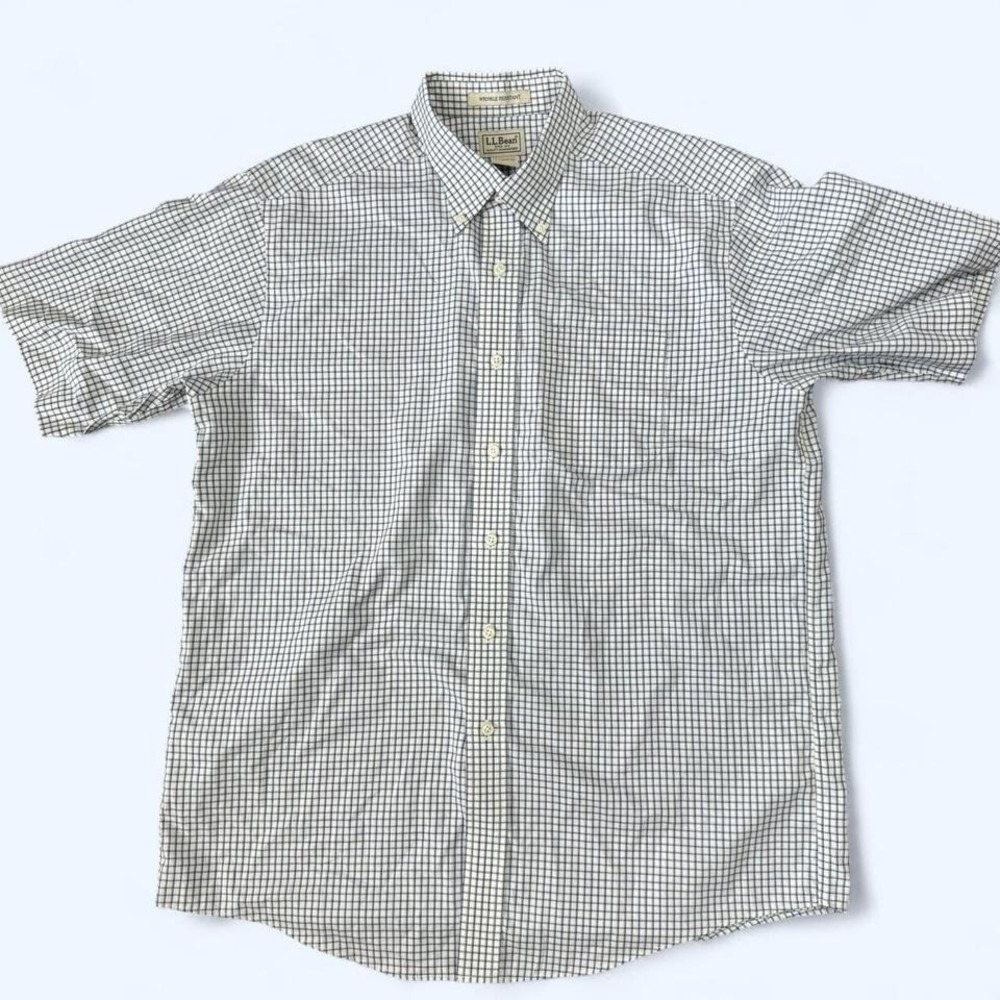 Vintage L.L. Bean Wrinkle Resistant‎ Check Shirt 100% Cotton L Reg